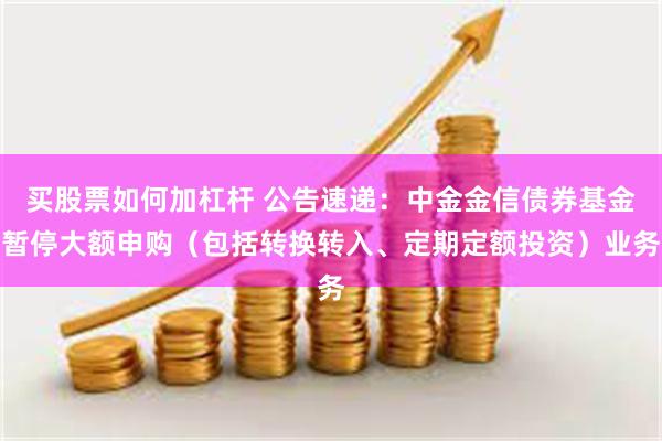 买股票如何加杠杆 公告速递：中金金信债券基金暂停大额申购（包括转换转入、定期定额投资）业务