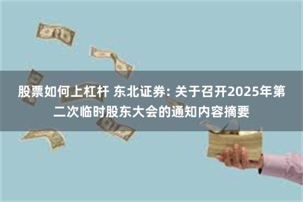 股票如何上杠杆 东北证券: 关于召开2025年第二次临时股东大会的通知内容摘要